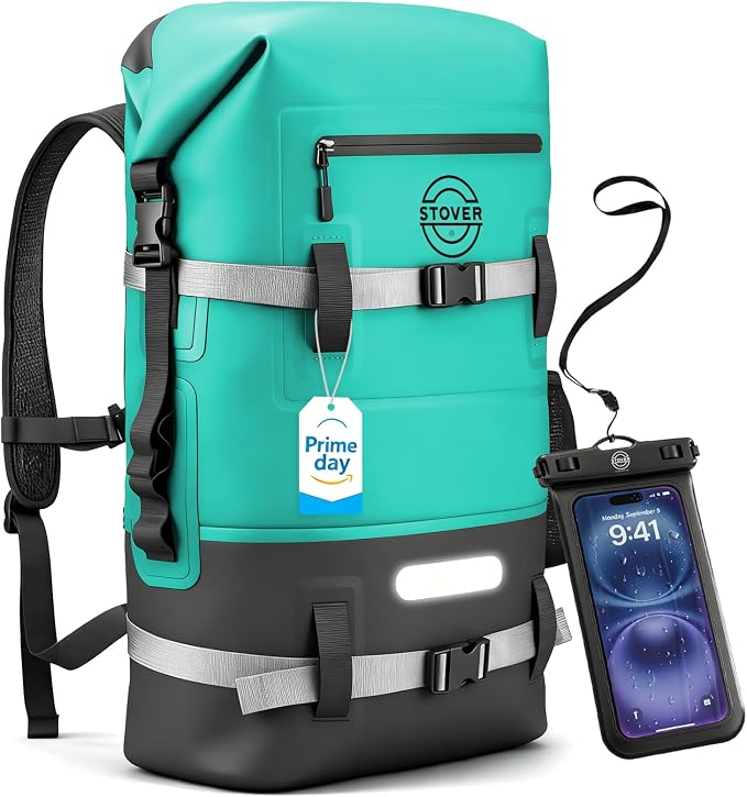 STOVER 5/10/25/30/40/55L Waterproof Dry Bag- Roll-Top Backpack w/Phone Case- Kayaking, Hiking, Camping, Boating- Men/Women