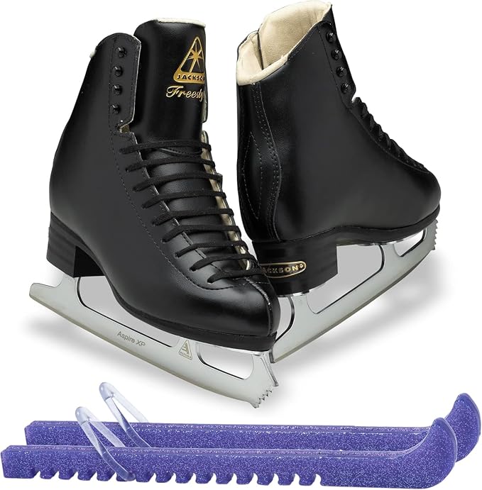 Jackson Ultima Figure Ice Skates for Men, Boys in Black Color Bundle with Skate Guards, Just Launched 2023