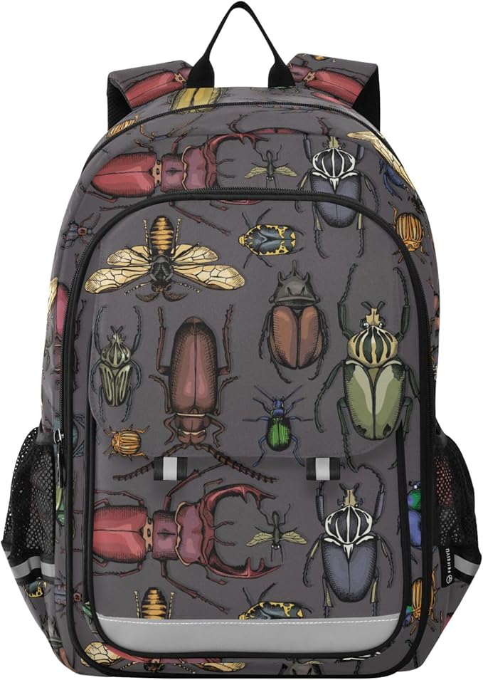 Fisyme Insects Vintage Bugs School Backpack Laptop Backpack Bags Bookbag Travel Casual Computer Notebooks Daypack