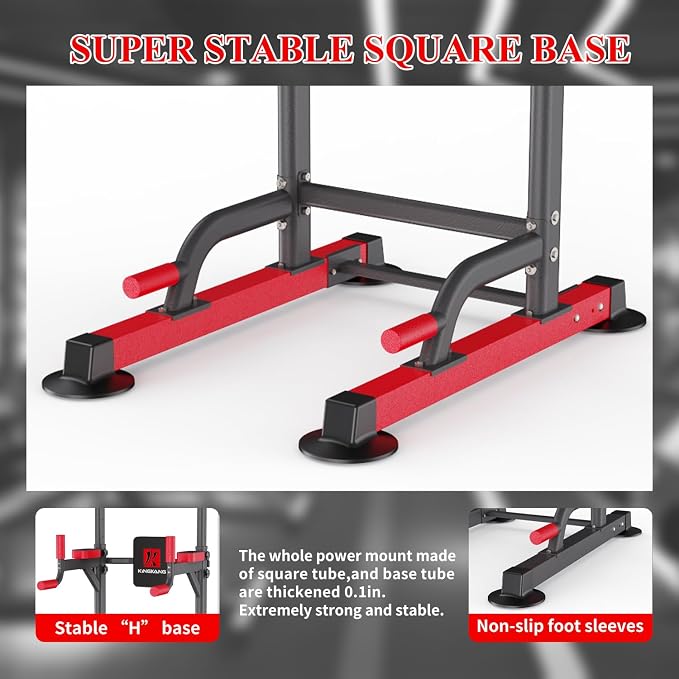 K KiNGKANG Power Tower Pull Up Bar Station, Load 450 lbs with 6-Height Adjustment Workout Dip Station for Home Gym Fitness Equipment