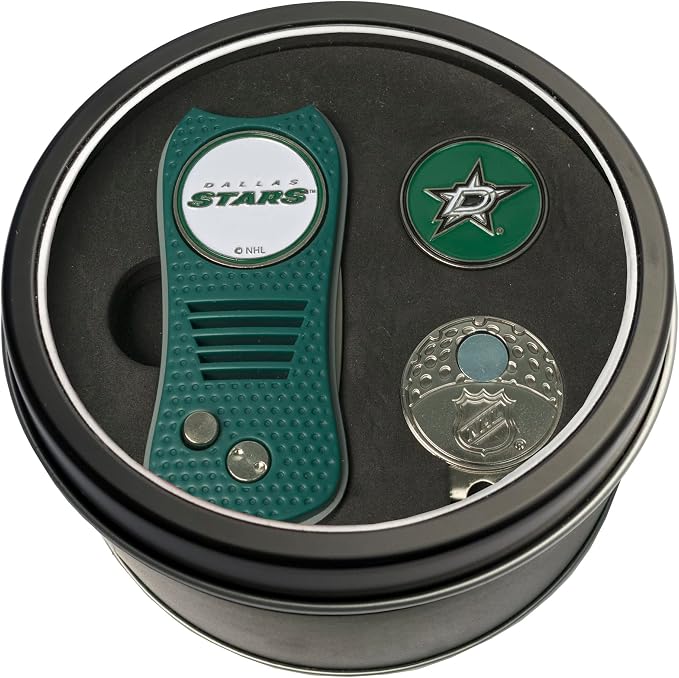 Team Golf NHL Gift Set Switchblade Divot Tool, Cap Clip, & 2 Double-Sided Enamel Ball Markers, Patented Design, Less Damage to Greens, Switchblade Mechanism