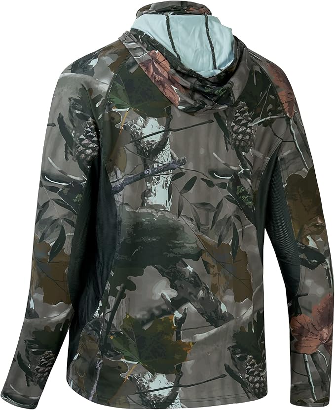 BASSDASH Men's UPF 50+ Camo Long Sleeve Hunting Fishing Hoodie Shirt