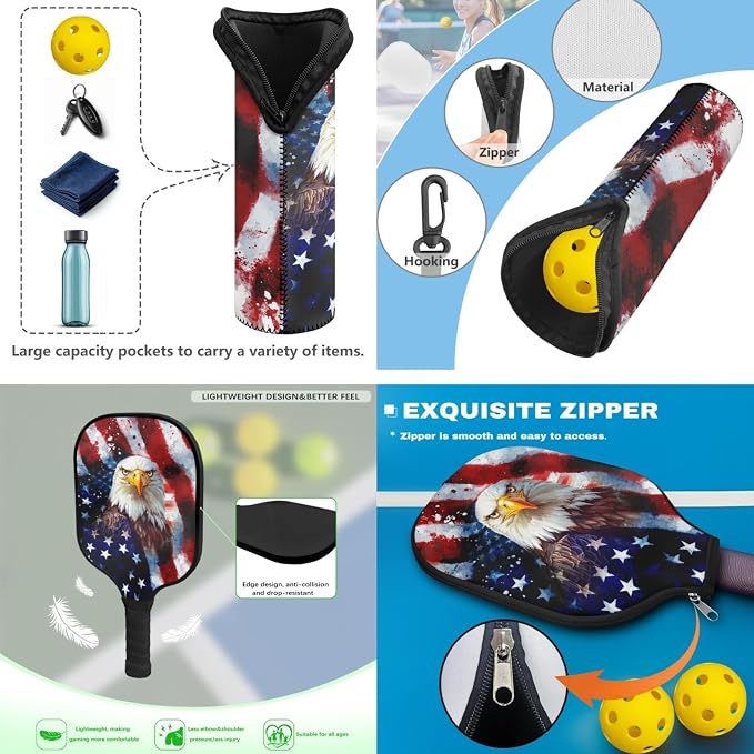 Pickleball Paddles Set 3PCS Pickleball Paddle Case Pickleball Racket Pickleball Bag Ideal for Beginners Gifts
