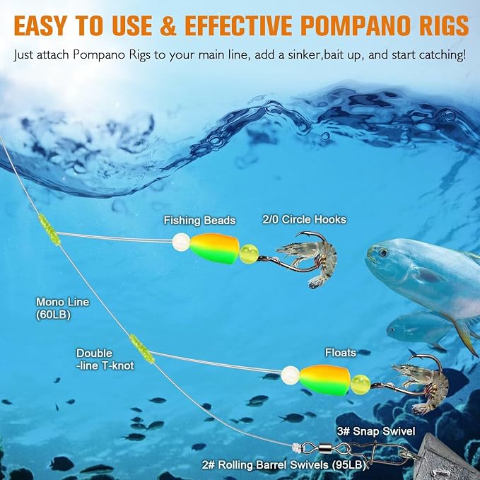 Dovesun 3PCS Dragging Weights for Catfishing 3OZ + Pompano Rigs for Surf Fishing