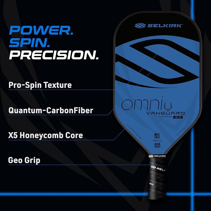 Selkirk Sport Vanguard Hybrid Pickleball Paddle | Carbon Fiber Pickleball Paddle with a Polypropylene X5 Core | Pickleball Rackets