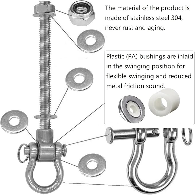 6 Bearing Silent Heavy Duty Swing Hanger Permanent Anti-Rust 180° Swing, 1500 lb Capacity sandbag Yoga Swing Hammock Chair,11''