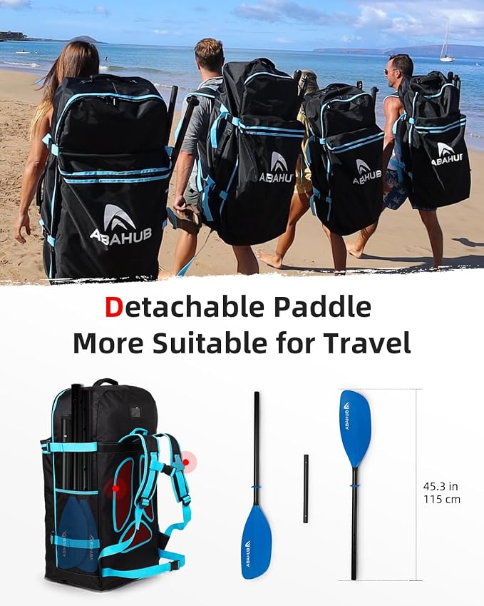 Abahub Adjustable Kayak Paddle 210-230 cm/ 230-250 cm Floating Kayaking Oars Boating Oars Canoeing Oars Black