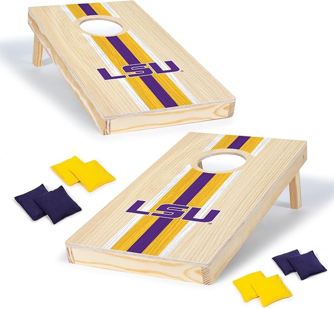 Wild Sports College Portable Size 1' x 2' Solid Wood Cornhole Set with Direct Print HD Team Graphics – Travel Size