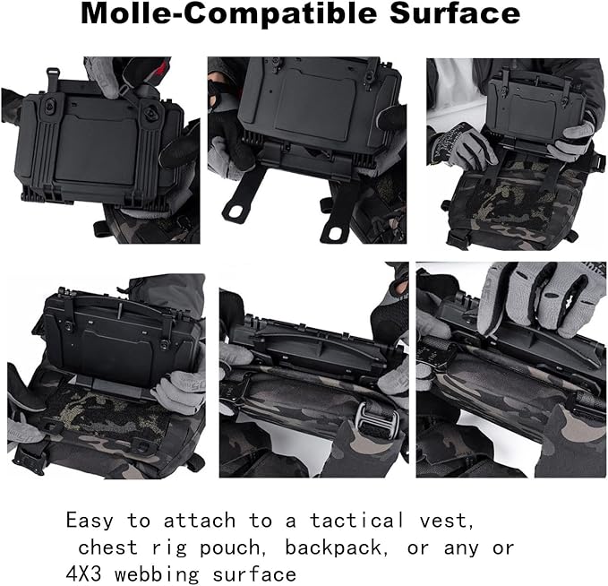 Universal Tactical Phone Mount for Plate Carrier, Hands-Free Chest Holder Compatible with All iPhone & Android (4.7-6.6 Inch Screen) (Black)