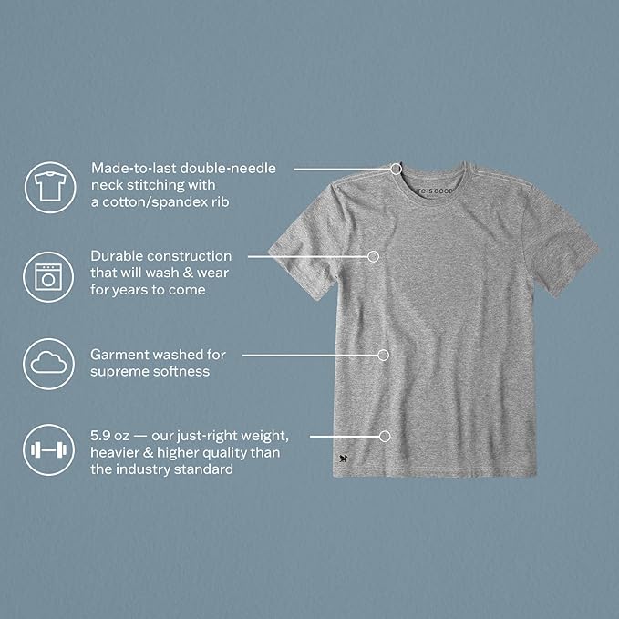 Life is Good Men's Crusher Tee Shirt, Short Sleeve Cotton Graphic T-Shirts, Good Catch Fish