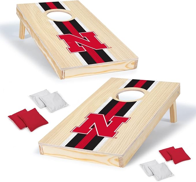 Wild Sports College Portable Size 1' x 2' Solid Wood Cornhole Set with Direct Print HD Team Graphics – Travel Size