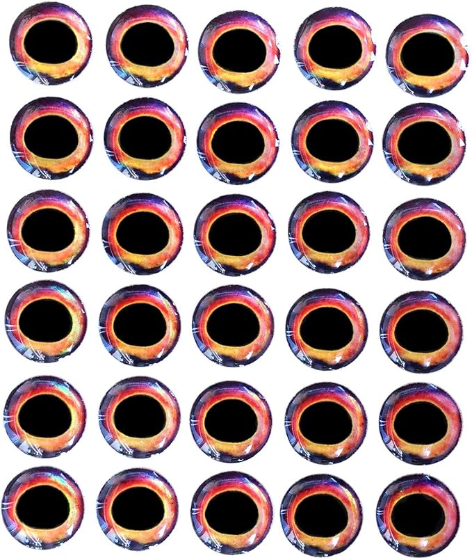 Brule 3-D Holographic Epoxy Fish Eyes (5mm-20mm) 60 Pack, Handpoured, Fishing Fly Tying Lures DIY Crafts