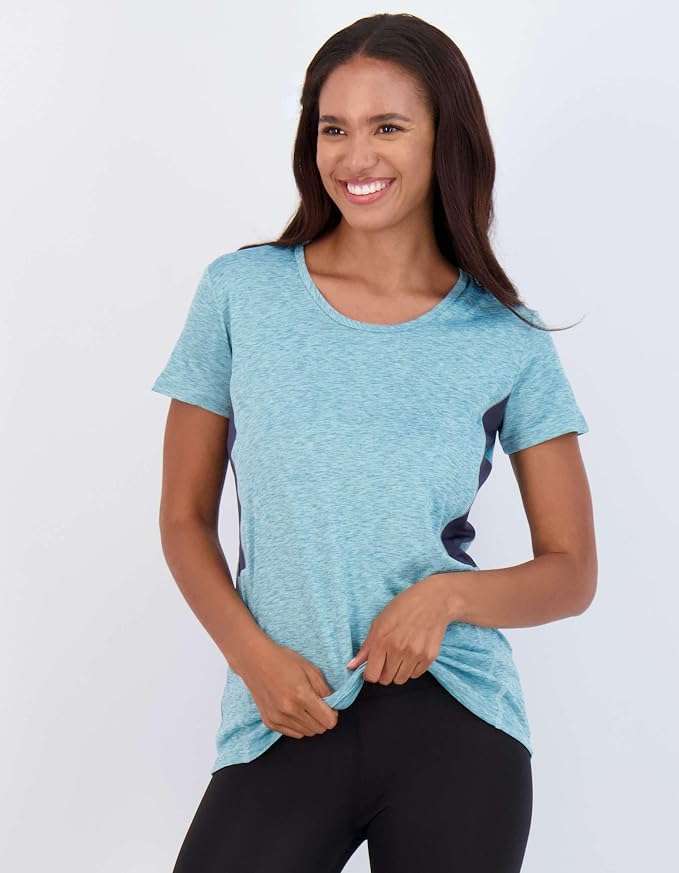 Real Essentials 5 Pack: Women's Short Sleeve T-Shirts Workout Tops Fitness Pilates Gym Activewear Athletic (Plus Available)