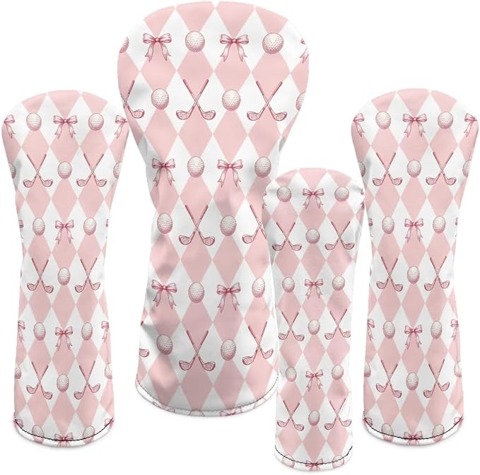 Rnyleeg Golf Club Head Covers for Women Driver Head Cover Leather Fairway Wood Headcover Hybrid Headcovers for Golf Clubs