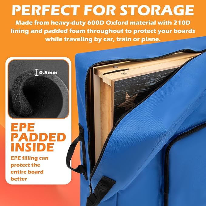 Cornhole Carrying Case Fits 4' x 2' Regulation Size Board with Protective Padded Foam and Two large pockets for Cornhole bags.