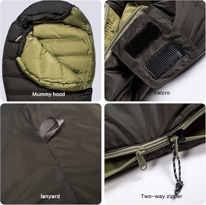 Ultralight Mummy Down Sleeping Bag 650 Fill Power Duck Down Suits for 32 Degree F for Camping Hiking Backpacking