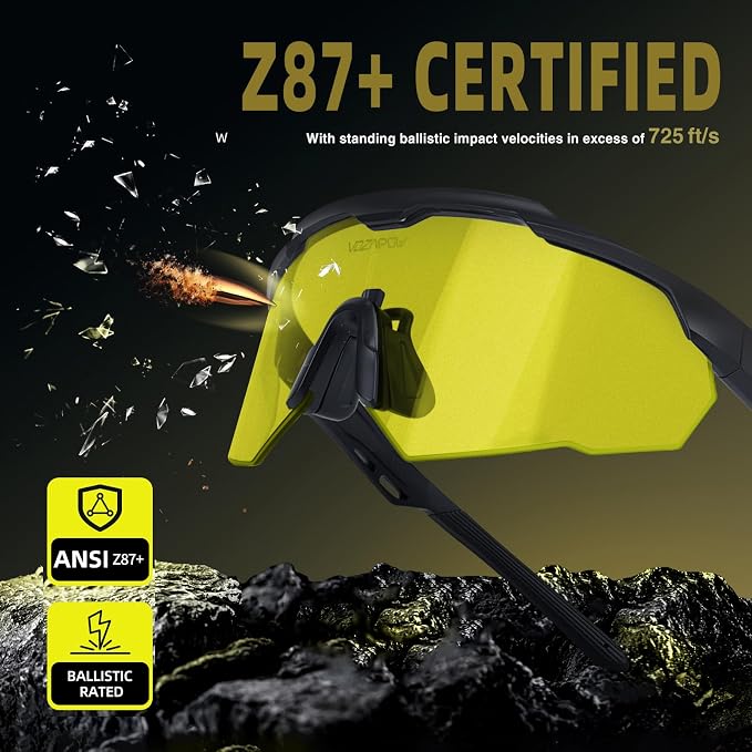 Shooting Glasses Anti Fog with High Definition Lenses, ANSI Z87+ Certified Tactical Safety Glasses for Men Women