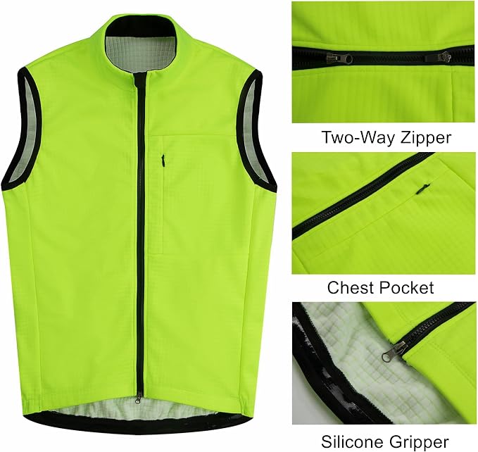 Men's Thermal Fleece Cycling Vest Windproof Waterproof Outerwear Cycling Jersey Bike Gilet Sleeveless Bicycle Jacket