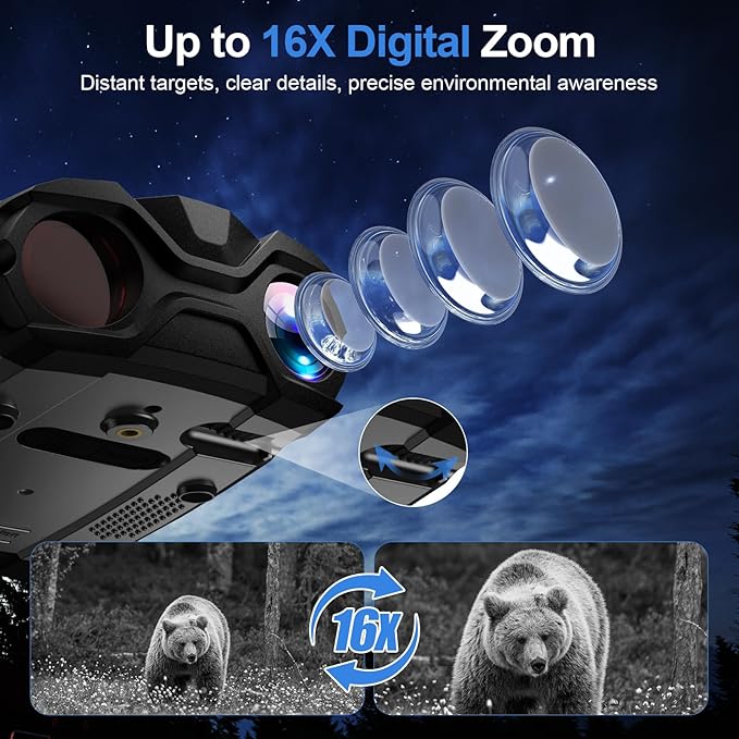 WARMTUYO Night Vision Goggles, 4K Infrared Binoculars with Camera, 9 Gear Night Vision with 5000mAh Battery, 16X Digital Zoom Nightvision with 32GB TF Card, 3.5" HD Binoculars Gift for Mens