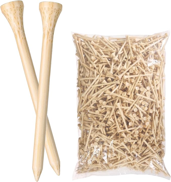 Bamboo Golf Tees 1000/500/250 PCS 2-3/4 & 3-1/4 inch Length | Bamboo Golf Tees, 7X Stronger Than Wood Golf Tees, Reduce Friction & Side Spin