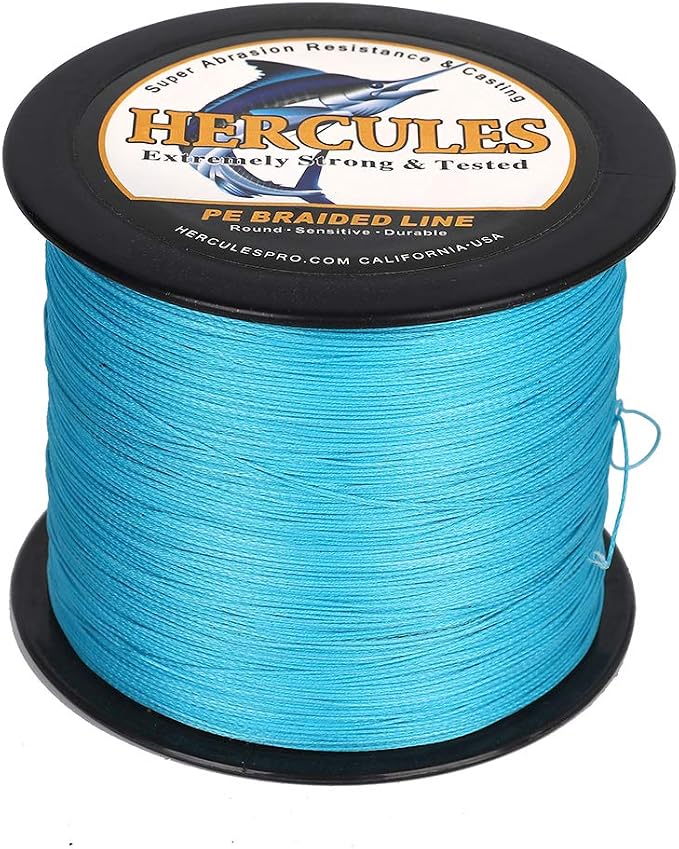 HERCULES Cost-Effective Super Strong 4 Strands Braided Fishing Line 6LB to 100LB Test for Salt-Water, 109/328 / 547/1094 Yards (100M / 300M / 500M / 1000M), Diam# 0.08MM - 0.55MM, Hi-Grade