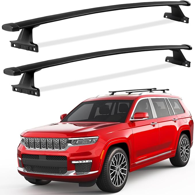 KINGGERI 220lbs Roof Racks Cross Bars Fit for Jeep Grand Cherokee L 2021-2026 & Grand Cherokee 2022-2026, Heavy Duty All Metal Aluminum Roof Rails Crossbars Luggage Cargo Carrier SUV Accessories