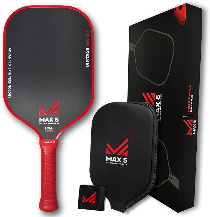 Vintage MX 0.1 T700 Carbon Fiber Cloth Pickleball Paddles - Thermoformed, Professional-Grade Super Spin | Premium Performance for Intermediate to Professionals USAPA Approved