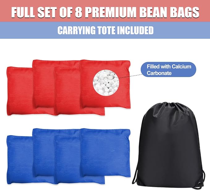 Cornhole Board Set, 3'x2' Cornhole Set, Corn Hole Boards Set, Lightweight Corn Hole Set Includes 2 Cornhole Boards, 8 Cornhole Bean Bags & Carry Case for Outdoor Games