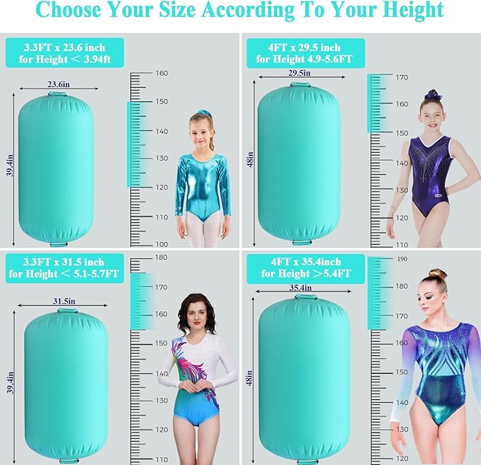 CZGBRO Gymnastics Barrel Air Roller with Pump, Inflatable Tumbling Equipment Air Mat Octagon Mat for Backhandspring Training Cheerleading Home Use