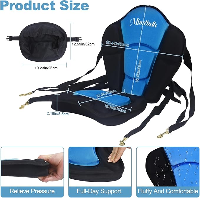 Thickened Kayak Seat,Kayak Seats with Back Support– Cushioned Canoe Backrest with Sit-On-Top Design, Padded Back Support for SUP Paddle Boards, Rafting, Fishing