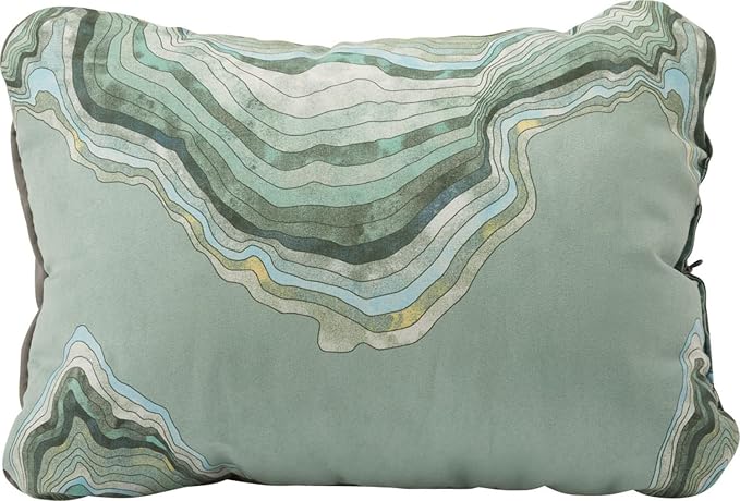 Therm-a-Rest Compressible Camping and Backpacking Pillow, Sage Topo Wave Print, Small