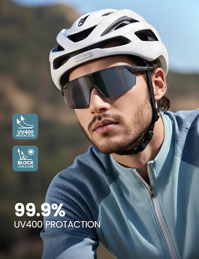 Lamicall Polarized Sports Sunglasses for Men Women, Black+Red