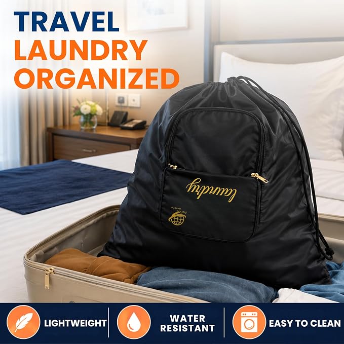 Travel Laundry Detergent Sheets and Foldable Travel Laundry Bag – Compact Laundry Detergent Sheets for Traveling, Dirty Clothes Laundry Bag for Hotels, Cruises & Suitcases