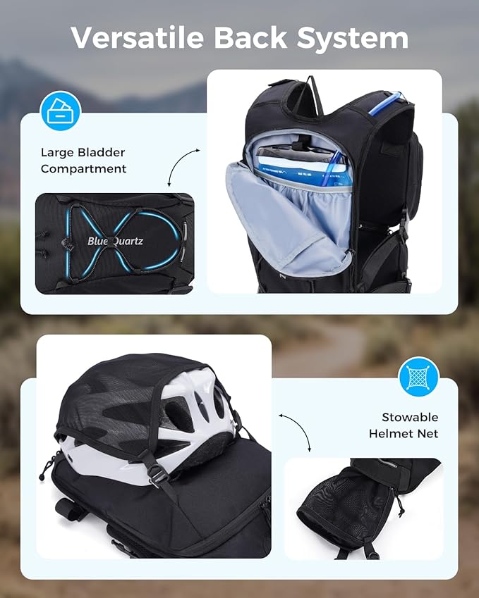 Blue Quartz 3-in-1 Running Vest with 2L Water Bladder, Lightweight Tactical Hydration Backpack with Detachable Waist Pack, Reflective Chest Pack for Hiking Running Cycling Race for Women Men
