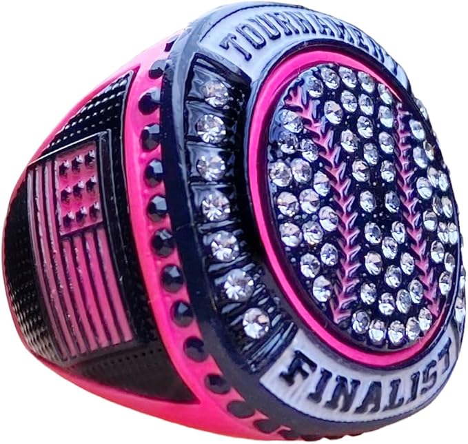 Legacy Rings 1 or 12 Pack Bright Pink Softball Baseball Championship Trophy Ring Women's Award for Tournament Champion or Finalist