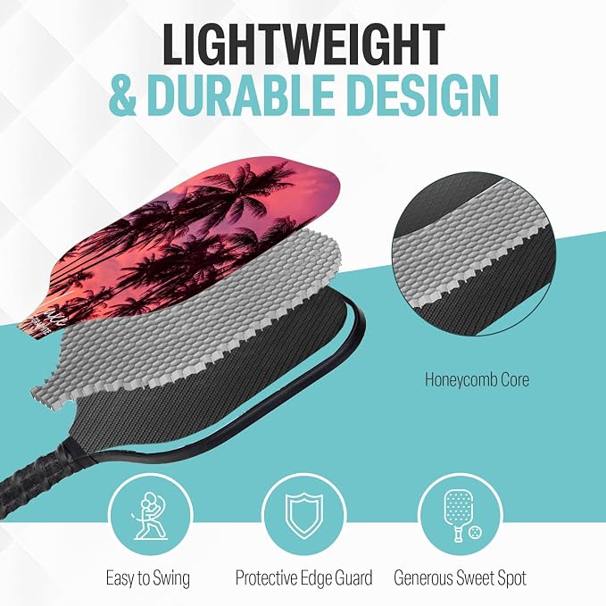 Palms-O-Aces Carbon Fiber Pickleball Paddle – USAPA Approved 16mm T700 Graphite Paddle with Textured Spin Surface | Lightweight Carbon Fiber Pickleball Paddles & Racket | Includes Paddle Cover
