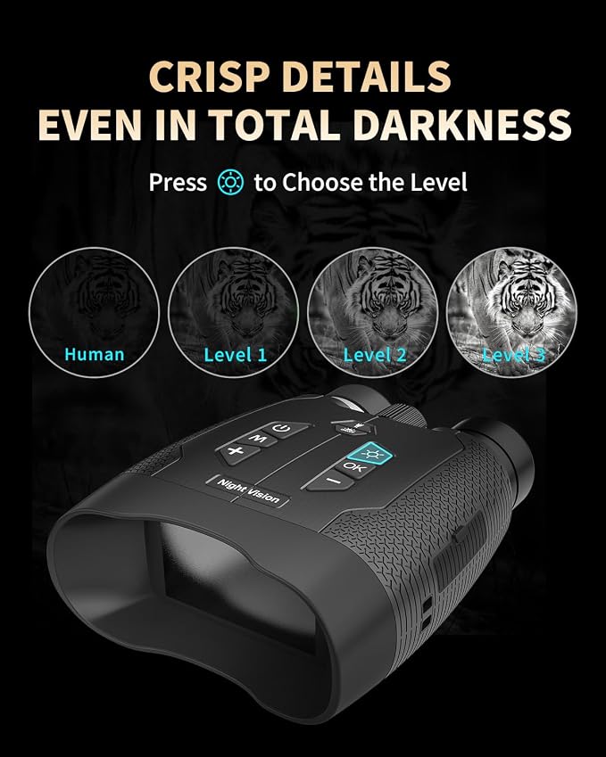 Night Vision Binoculars for Adults, 4K Night Vision Goggles with 3" HD Screen, 8X Digital Zoom, Rechargeable Device with 32GB Card for Camping & Outdoor Exploration