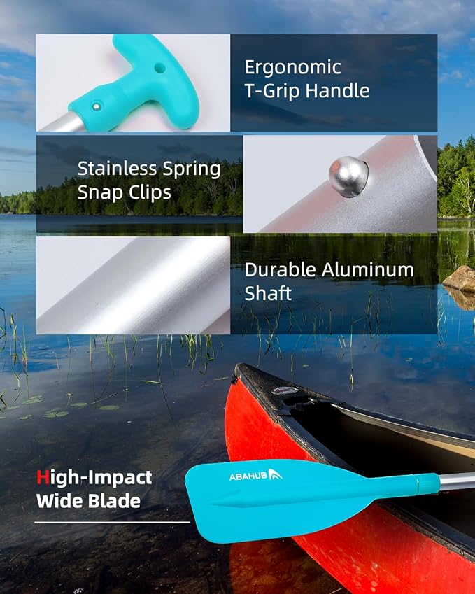 Abahub Premium 21''-42'' Emergency Telescoping Paddle Aluminium Shaft for Canoeing Boating Kayaing Blue Lightweight Oars