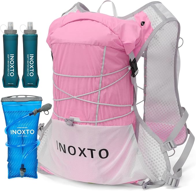 IX INOXTO Running Vest Hydration Backpack, Lightweight Running Backpack Hydration Pack with 1.6L Water Bladder Daypack for Trail Running Hiking Cycling Race Marathon for Women Men