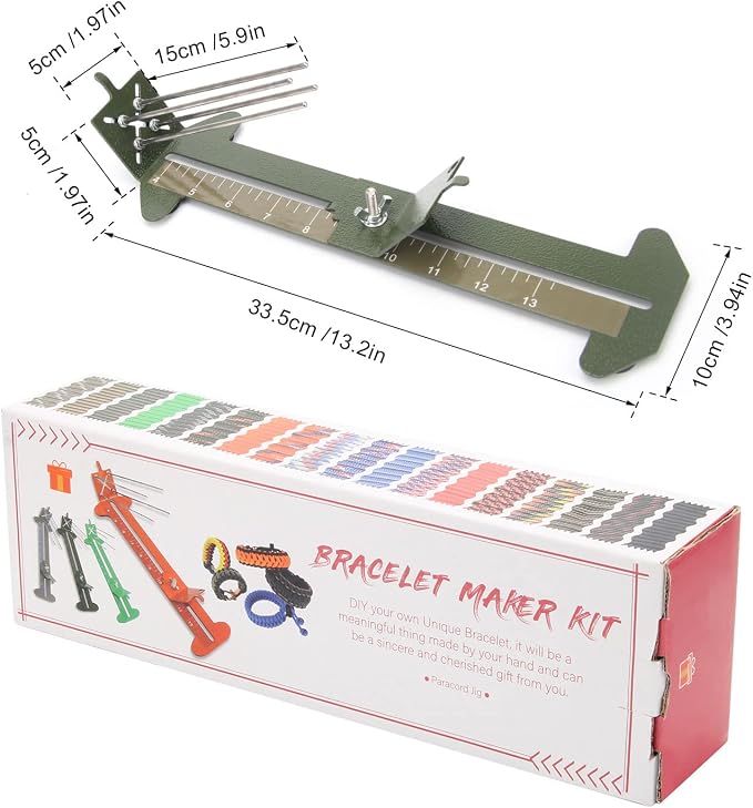Catcan 2 in 1 Paracord Bracelet Jig, Paracord Bracelet Making Kit, Adjustable Length DIY Craft Monkey Fist Jig Tools 4" to 13" with Free Cord and Buckles