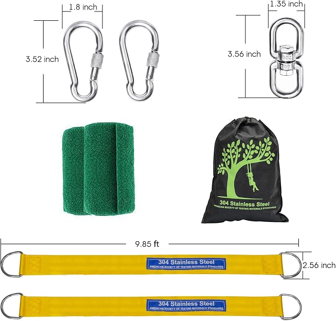 Safe Tree Swing Straps Hanging Kit with Two Alloy Carabiners 2,200lb Breaking Strength Easy and Fast Installation Swings or Hammocks (10ft)