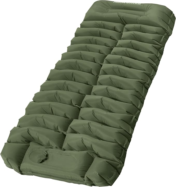 Naturehike Camping Sleeping Pad, Ultralight Inflatable Sleeping Mat with Pillow, Built-in Foot Pump, 3.74 Inch Lightweight Air Mattress for Camping, Backpacking, Hiking, Traveling