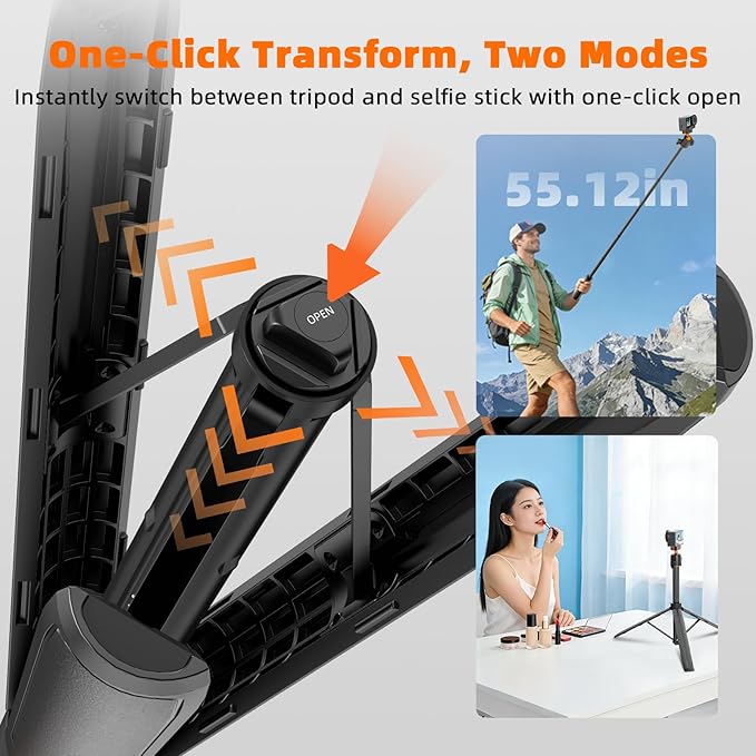 BRDRC Carrying Case & Tripod Kit for DJI Osmo Nano, 55" Magnetic Quick Release Selfie Stick Extension Rod Table Desk Portable Handle Grip Stand with Cold Shoe, Storage Bag Protective Case Hard Shell C