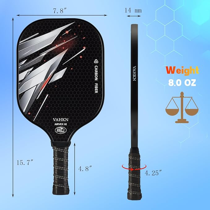 Pickleball Paddles,Pickleball Paddles Set of 2-Carbon Fiber Pickle Ball Paddle 2 Pack for Men and Women-Lightweight,Control & Power Racket Set Equipment with Bag & Balls