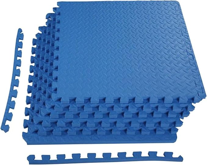 BalanceFrom Puzzle Exercise Mat 3/4" Thick, EVA Interlocking Foam Floor Tiles for Home Gym, Mat for Home Workout Equipment, Floor Padding for Kids, Blue, 24 in x 24 in x 3/4 in, 24 Sq Ft - 6 Tiles