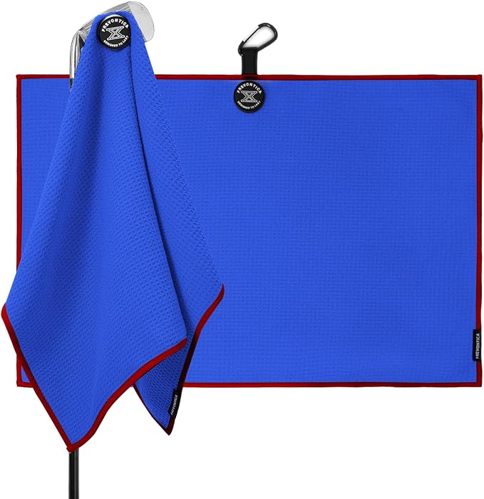 Magnetic Golf Towel with Cleaning Pocket, 24"x16" Ultra-Absorbent Waffle Microfiber Golf Towel with Magnet & Clip for Golf Bag, Carts and Clubs, Golf Accessories Gift for Men Women Golfers