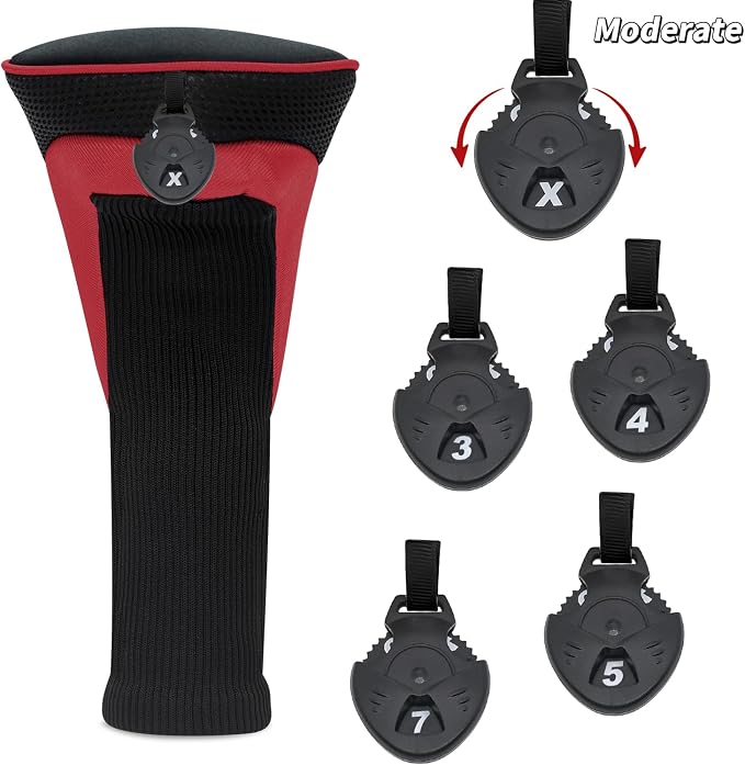 Golf Club Head Covers for Woods 3/4/5/6 Pieces Long Neck Mesh Sports Golf Club Headcovers Set with Interchangeable No. Tags 3 4 5 6 7 X Golf Accessories for Men Women