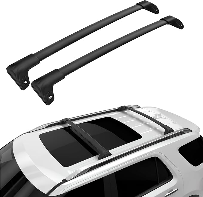 FLYCLE 300lbs Lcokable Roof Rack Crossbars Fit for 2016-2019 Explorer, Aluminum Heavy Duty Cross Bars Rooftop Luggage Kayaks Bicycles Snowboard Canoe Carrier Cargo Bag