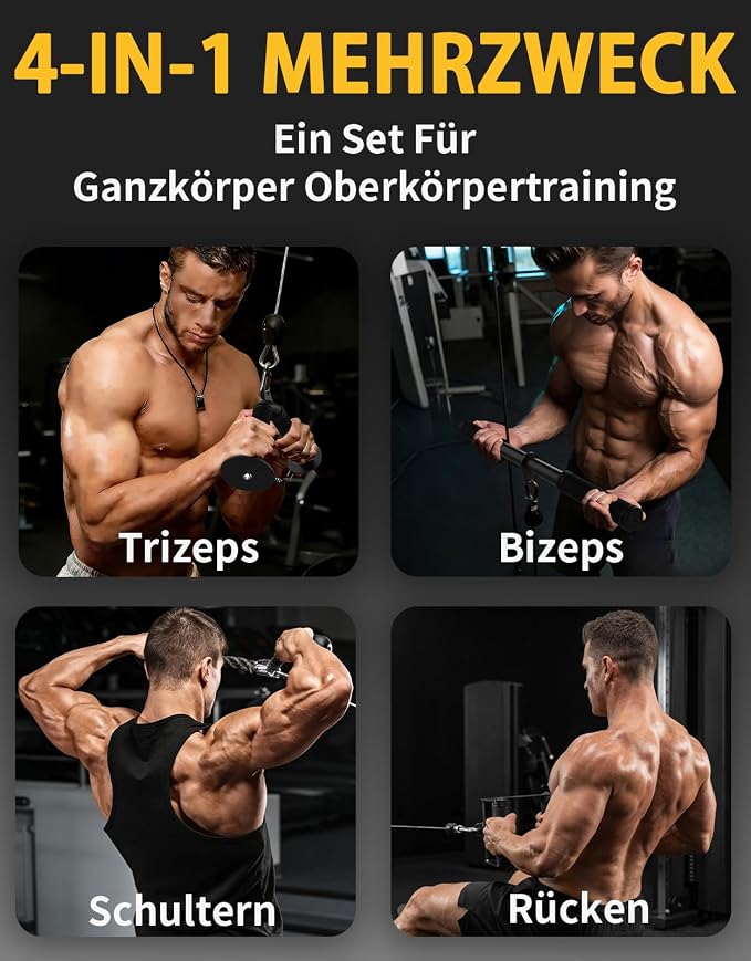 Cable Machine Attachment Set,Non-Slip Rubber Grip LAT Pulldown Attachments for Pulley System, Cable Attachments for Gym