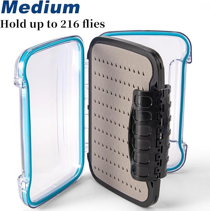 Dr.Fish Fly Fishing Box, Flies Storage Case Waterproof Silicone Double Sided Clam Fishing Jig Boxes Crappie Panfish Trout M